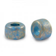 DQ Greek Ceramic beads 9mm Gold spot - Aquamarine blue